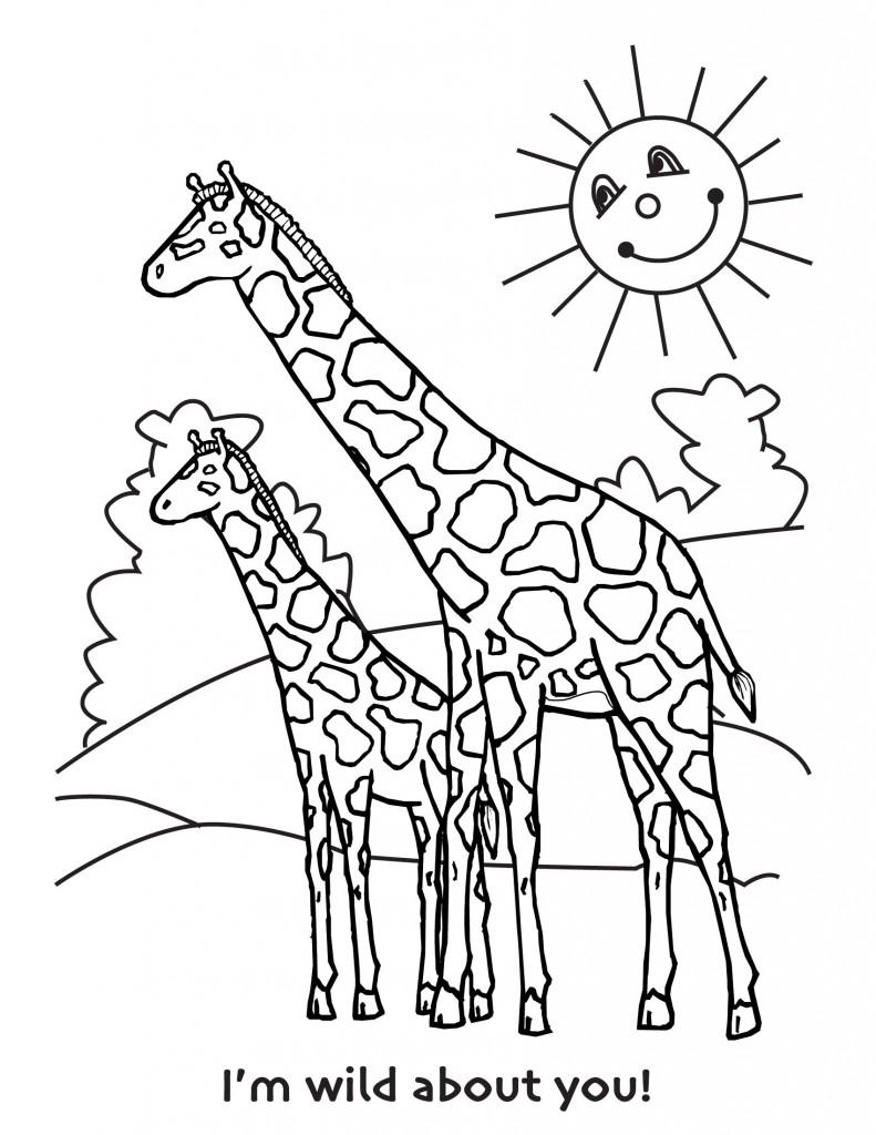 Download Giraffe Coloring Page for Kids Picture - Animal Place