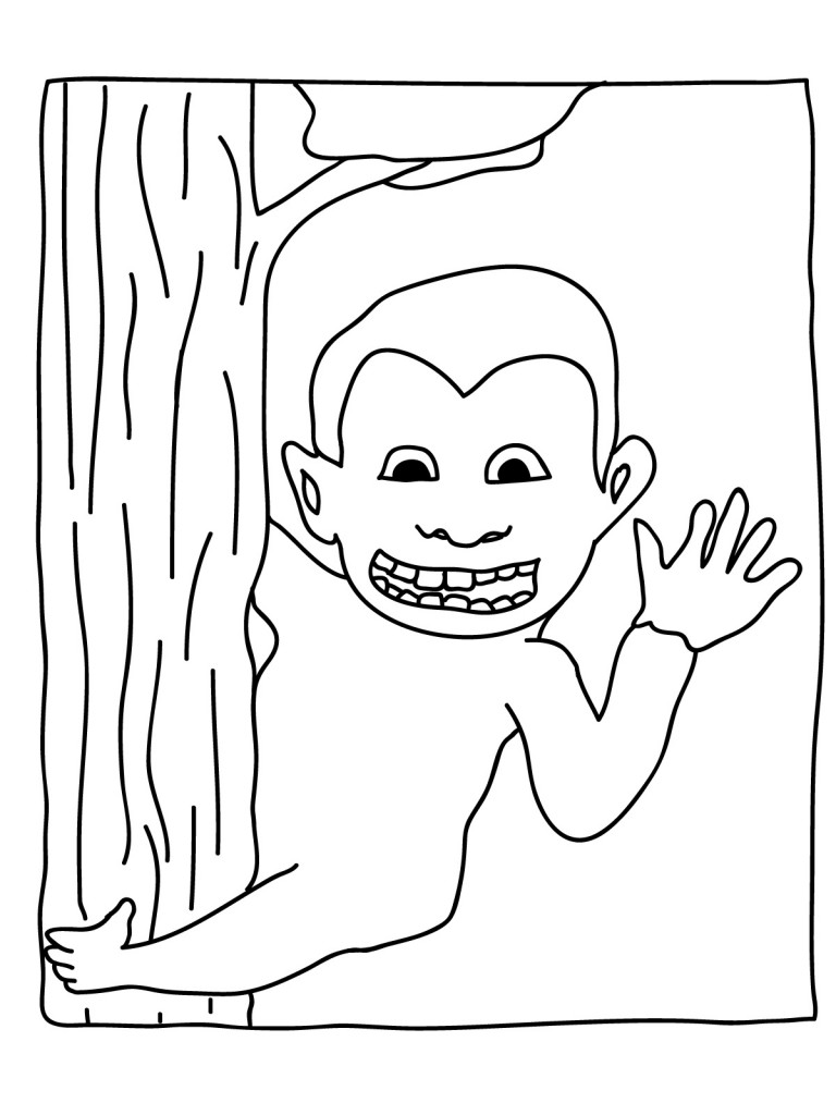 Printable Monkey Coloring Page – Animal Place