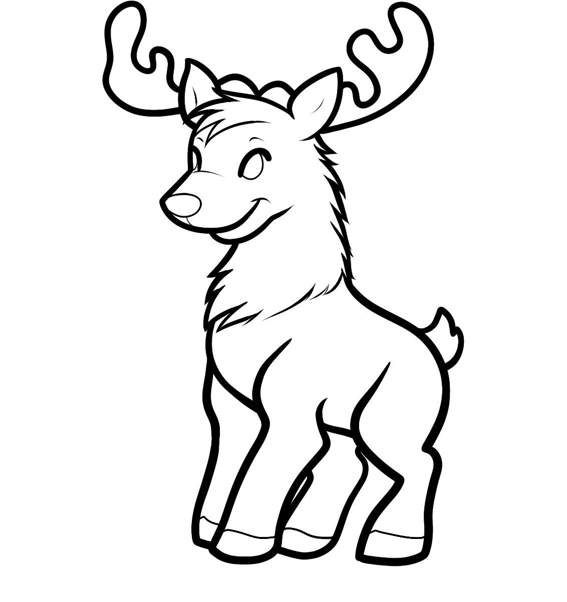 Reindeer Coloring Page for Kids Image - Animal Place
